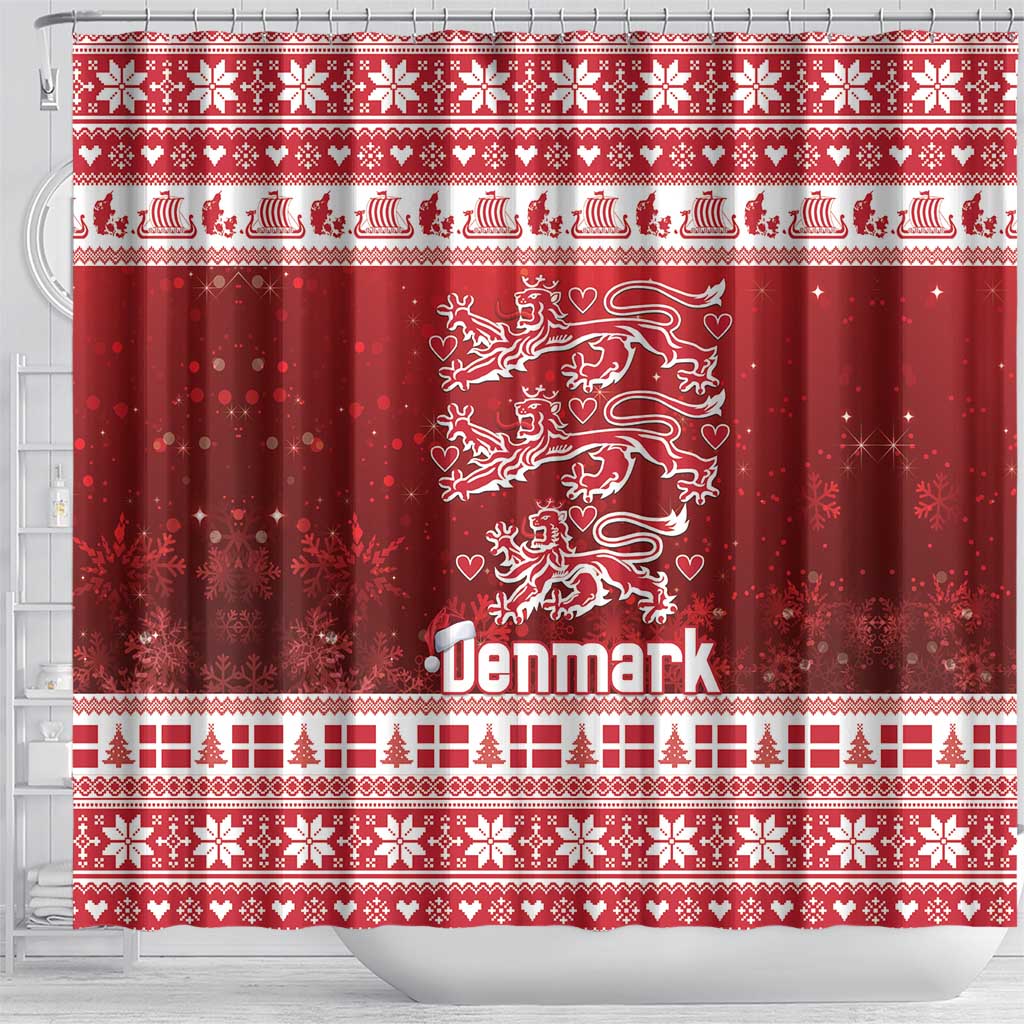 Denmark Christmas Shower Curtain Three Danish Lions - Wonder Print Shop