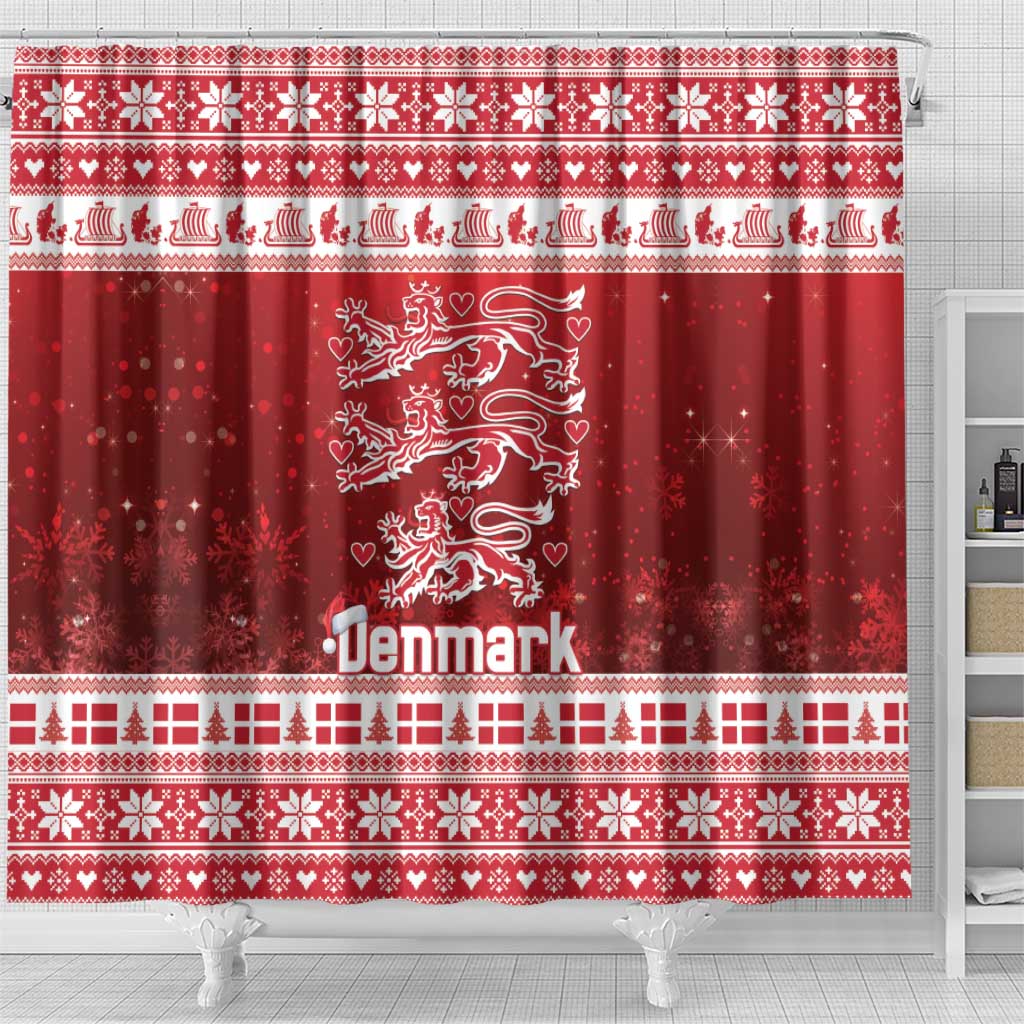 Denmark Christmas Shower Curtain Three Danish Lions - Wonder Print Shop