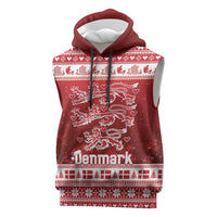 Denmark Christmas Sleeveless Hoodie Three Danish Lions - Wonder Print Shop