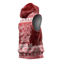 Denmark Christmas Sleeveless Hoodie Three Danish Lions - Wonder Print Shop