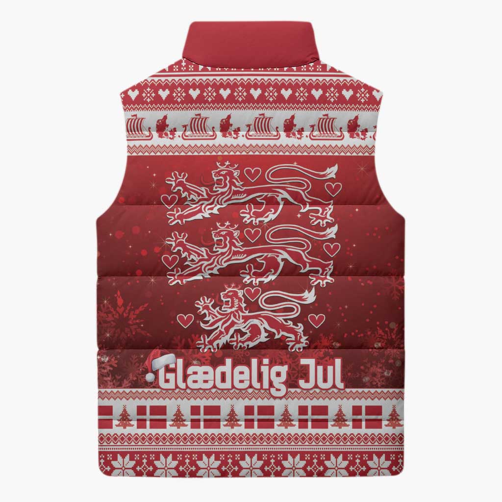 Denmark Christmas Sleeveless Puffer Jacket Three Danish Lions - Wonder Print Shop