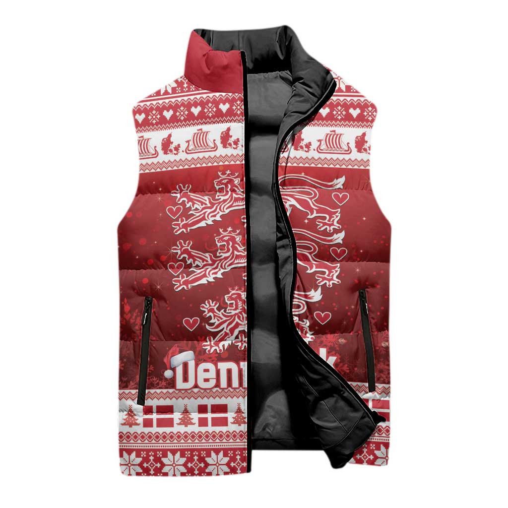 Denmark Christmas Sleeveless Puffer Jacket Three Danish Lions - Wonder Print Shop