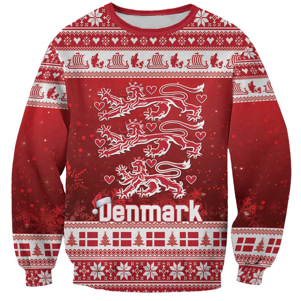 Denmark Christmas Sweatshirt Three Danish Lions - Wonder Print Shop