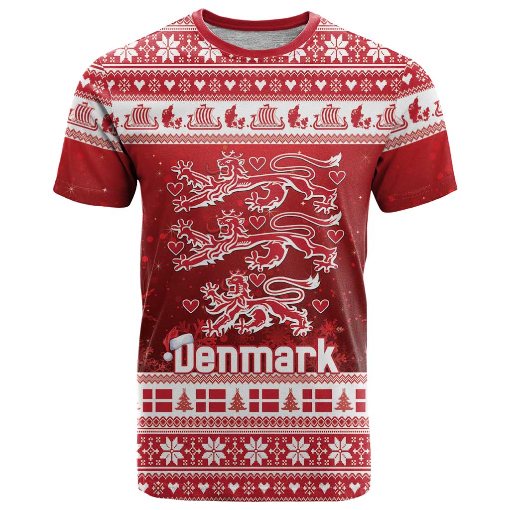 Denmark Christmas T Shirt Three Danish Lions - Wonder Print Shop
