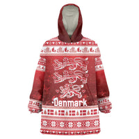 Denmark Christmas Wearable Blanket Hoodie Three Danish Lions - Wonder Print Shop