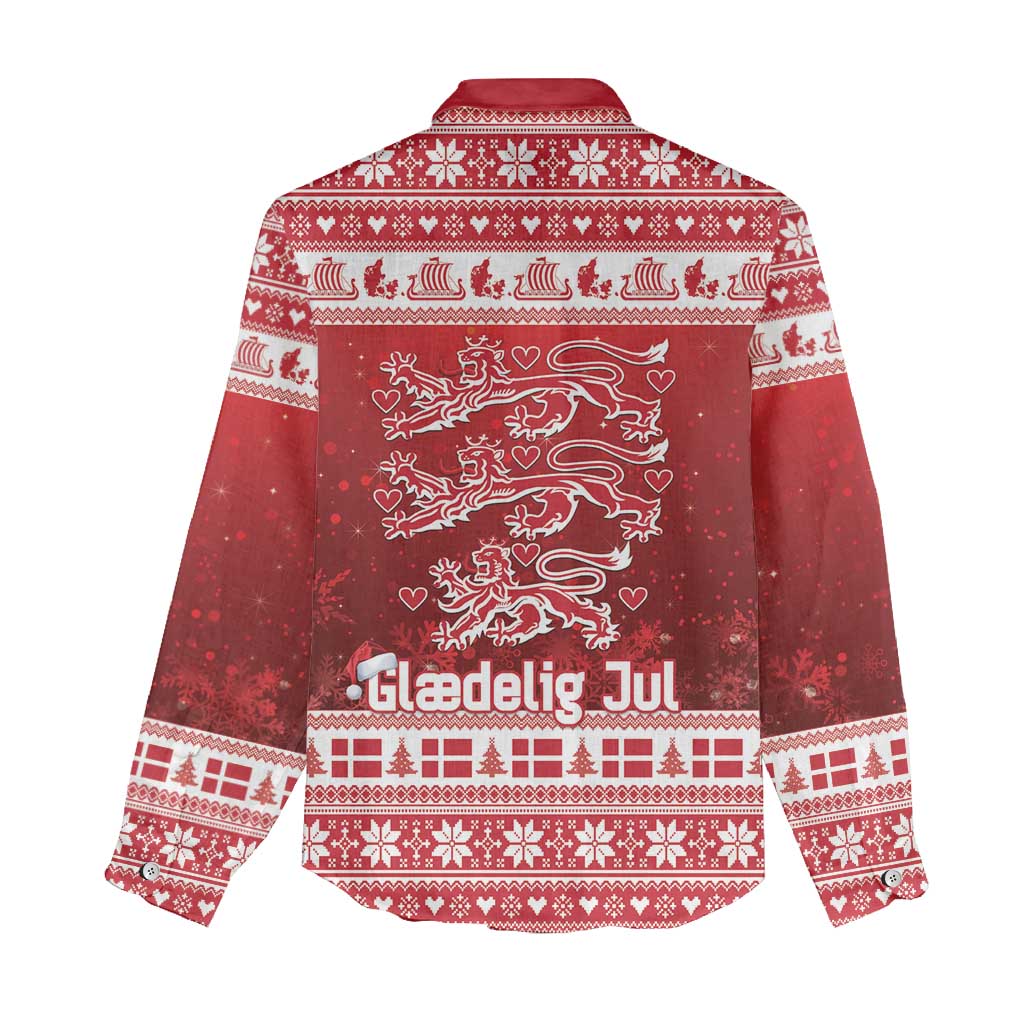 Denmark Christmas Women Casual Shirt Three Danish Lions - Wonder Print Shop