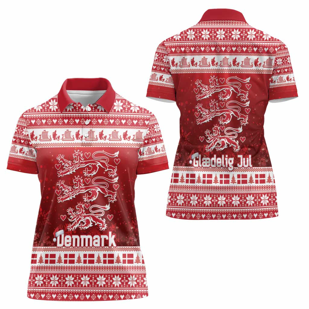 Denmark Christmas Women Polo Shirt Three Danish Lions - Wonder Print Shop
