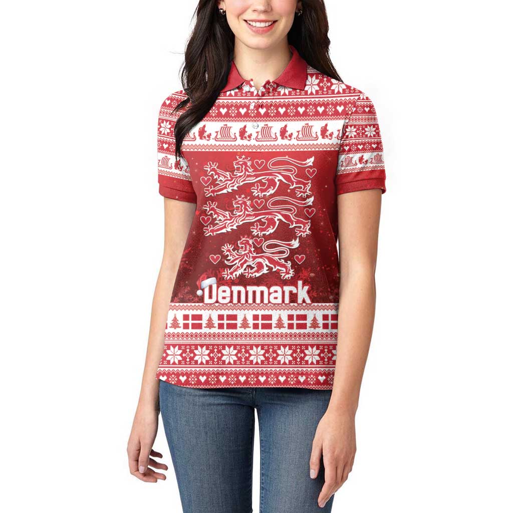 Denmark Christmas Women Polo Shirt Three Danish Lions - Wonder Print Shop