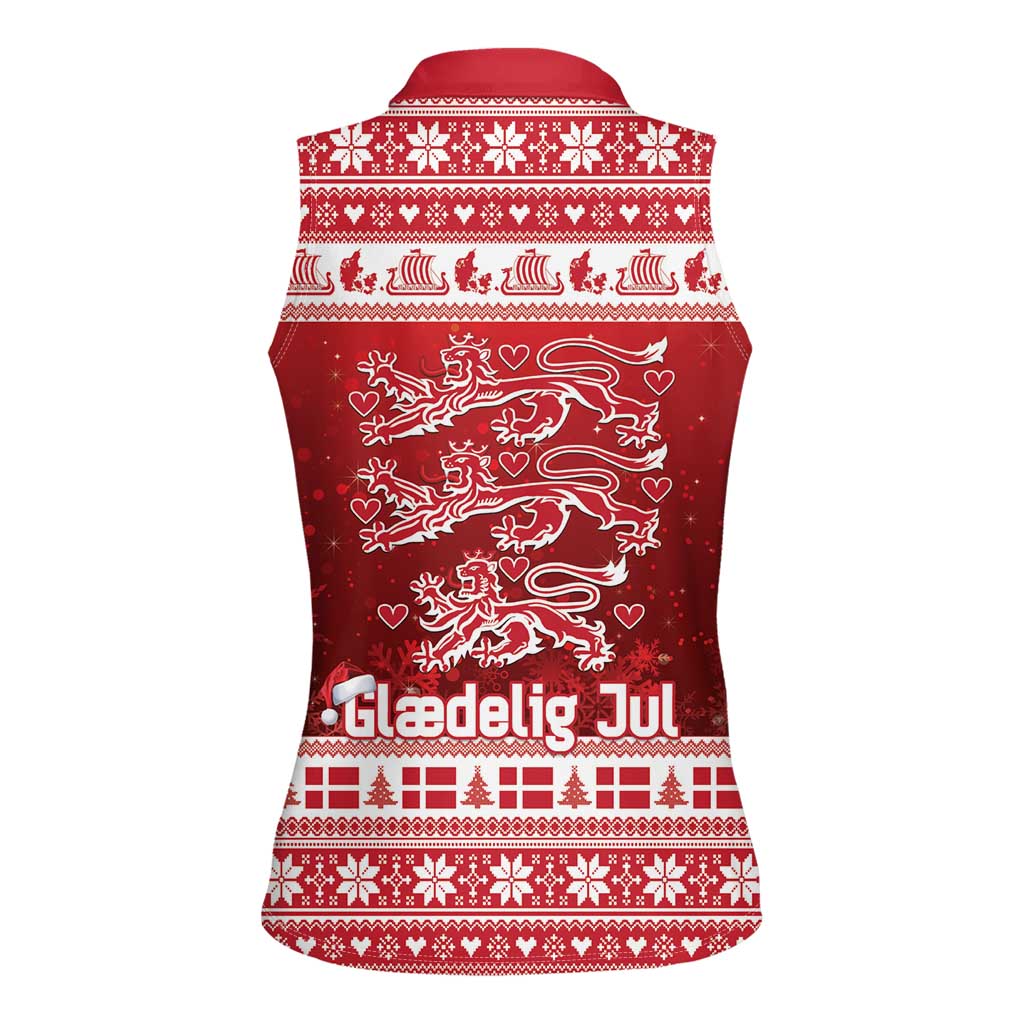 Denmark Christmas Women Sleeveless Polo Shirt Three Danish Lions - Wonder Print Shop