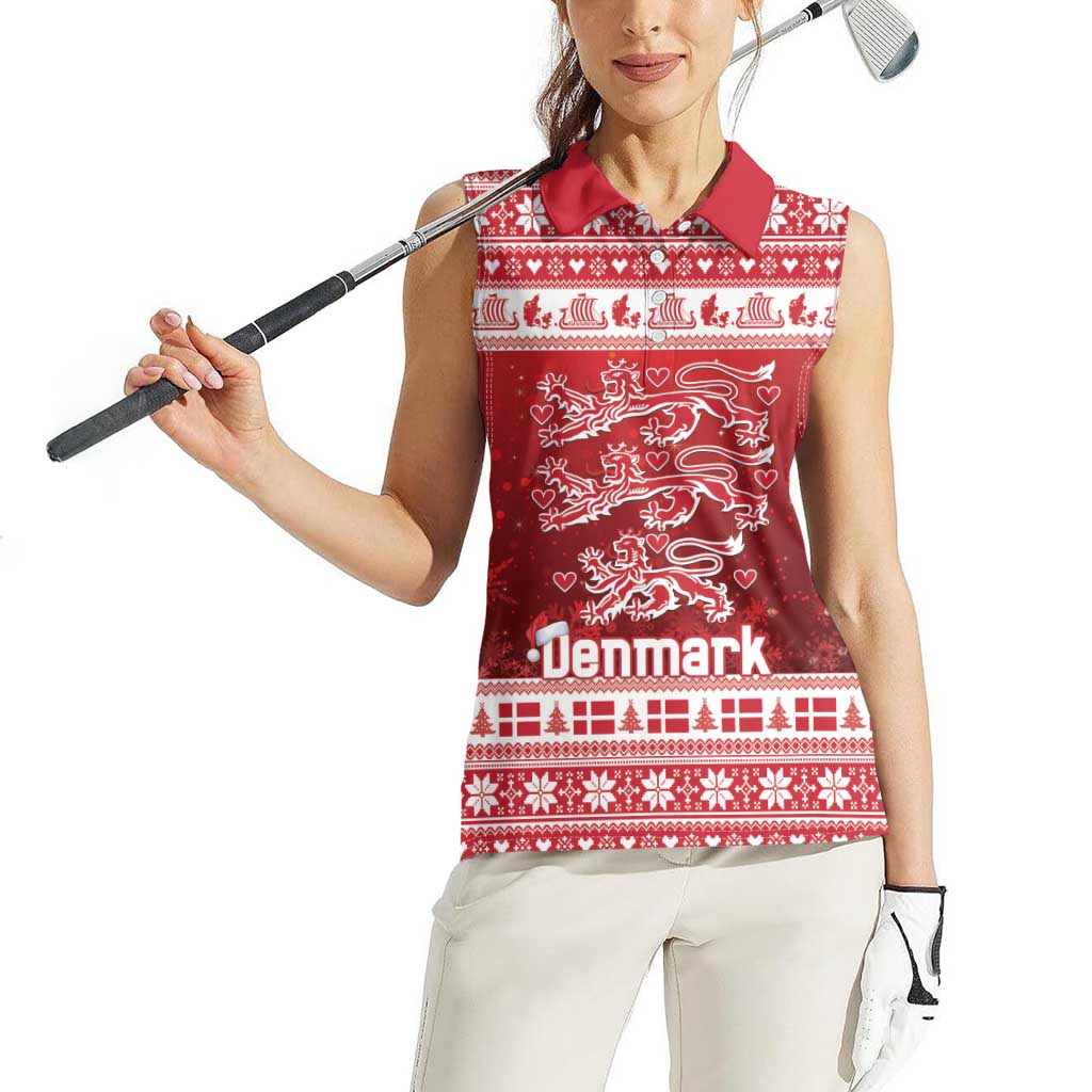 Denmark Christmas Women Sleeveless Polo Shirt Three Danish Lions - Wonder Print Shop