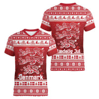 Denmark Christmas Women V-Neck T-Shirt Three Danish Lions - Wonder Print Shop