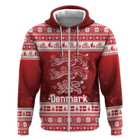 Denmark Christmas Zip Hoodie Three Danish Lions - Wonder Print Shop