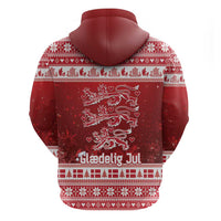 Denmark Christmas Zip Hoodie Three Danish Lions - Wonder Print Shop