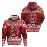 Denmark Christmas Zip Hoodie Three Danish Lions - Wonder Print Shop
