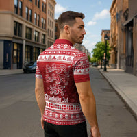 Denmark Christmas Zipper Polo Shirt Three Danish Lions - Wonder Print Shop