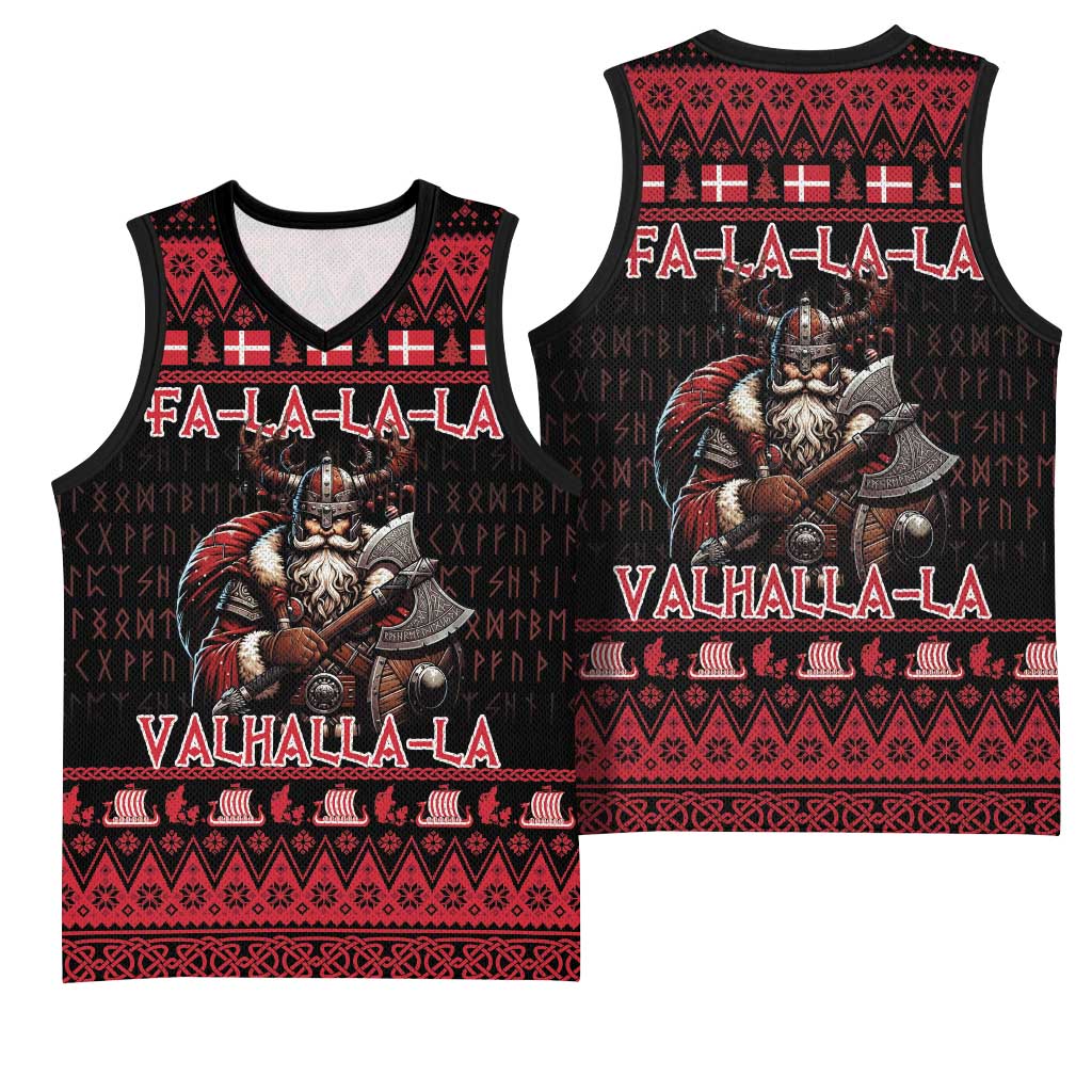 Denmark Santa Viking Christmas Basketball Jersey Julemanden Goes Viking - Wonder Print Shop