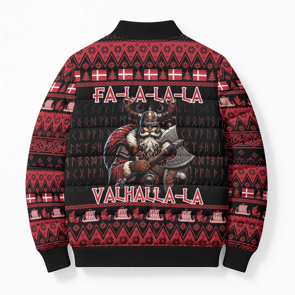 Denmark Santa Viking Christmas Bomber Puffer Jacket Julemanden Goes Viking - Wonder Print Shop
