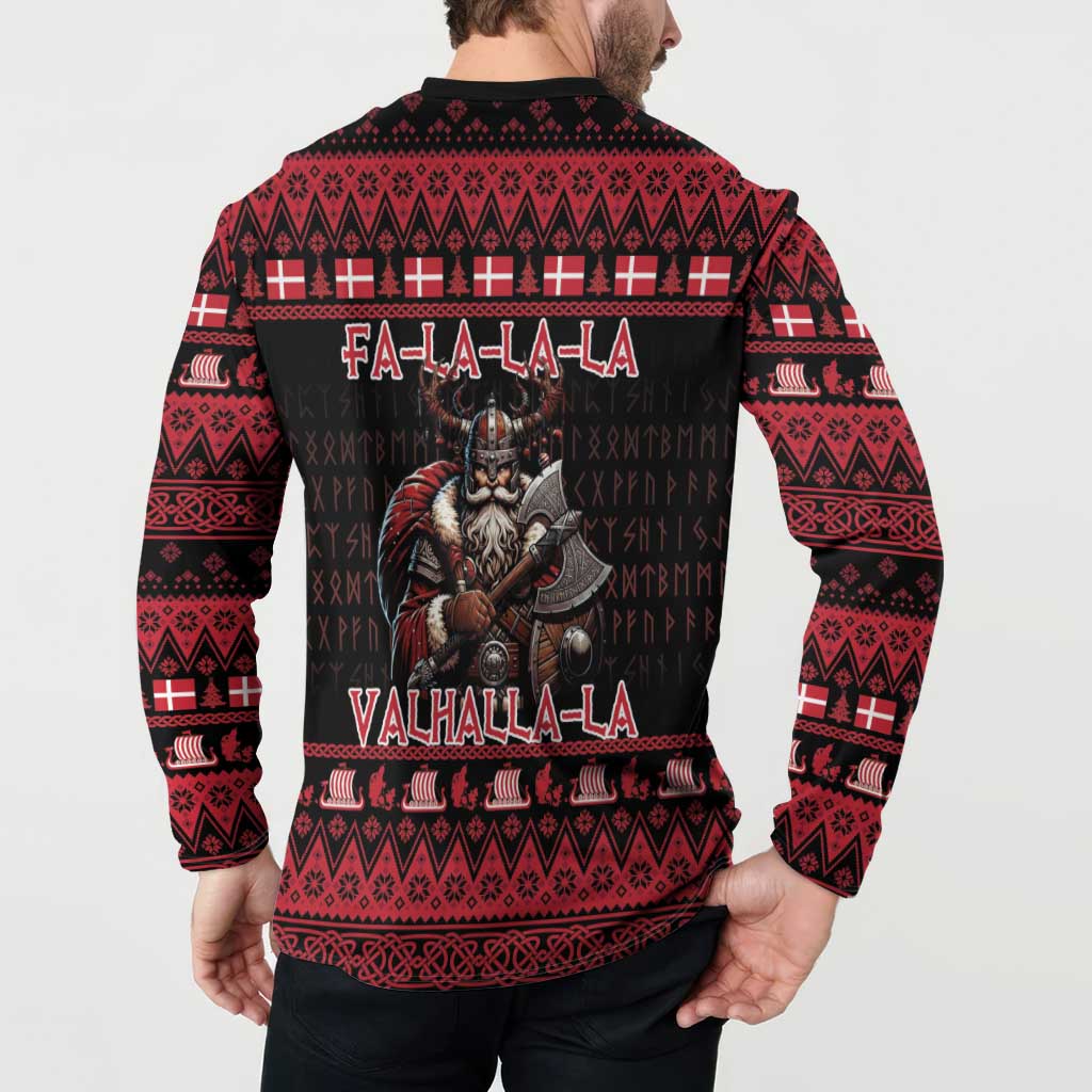 Denmark Santa Viking Christmas Button Sweatshirt Julemanden Goes Viking - Wonder Print Shop