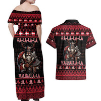 Denmark Santa Viking Christmas Couples Matching Off Shoulder Maxi Dress and Hawaiian Shirt Julemanden Goes Viking - Wonder Print Shop
