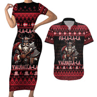 Denmark Santa Viking Christmas Couples Matching Short Sleeve Bodycon Dress and Hawaiian Shirt Julemanden Goes Viking - Wonder Print Shop