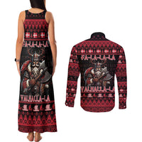 Denmark Santa Viking Christmas Couples Matching Tank Maxi Dress and Long Sleeve Button Shirt Julemanden Goes Viking - Wonder Print Shop