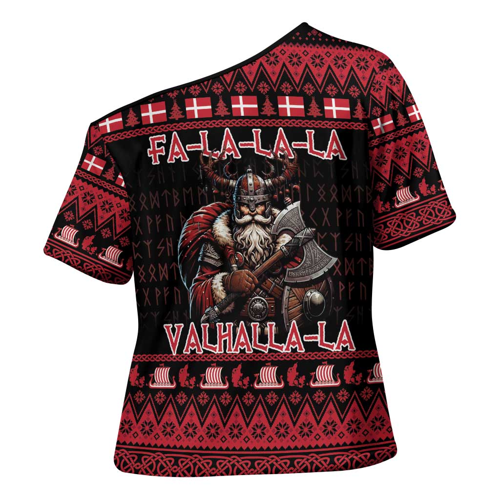 Denmark Santa Viking Christmas Cross Shoulder Shirt Julemanden Goes Viking - Wonder Print Shop