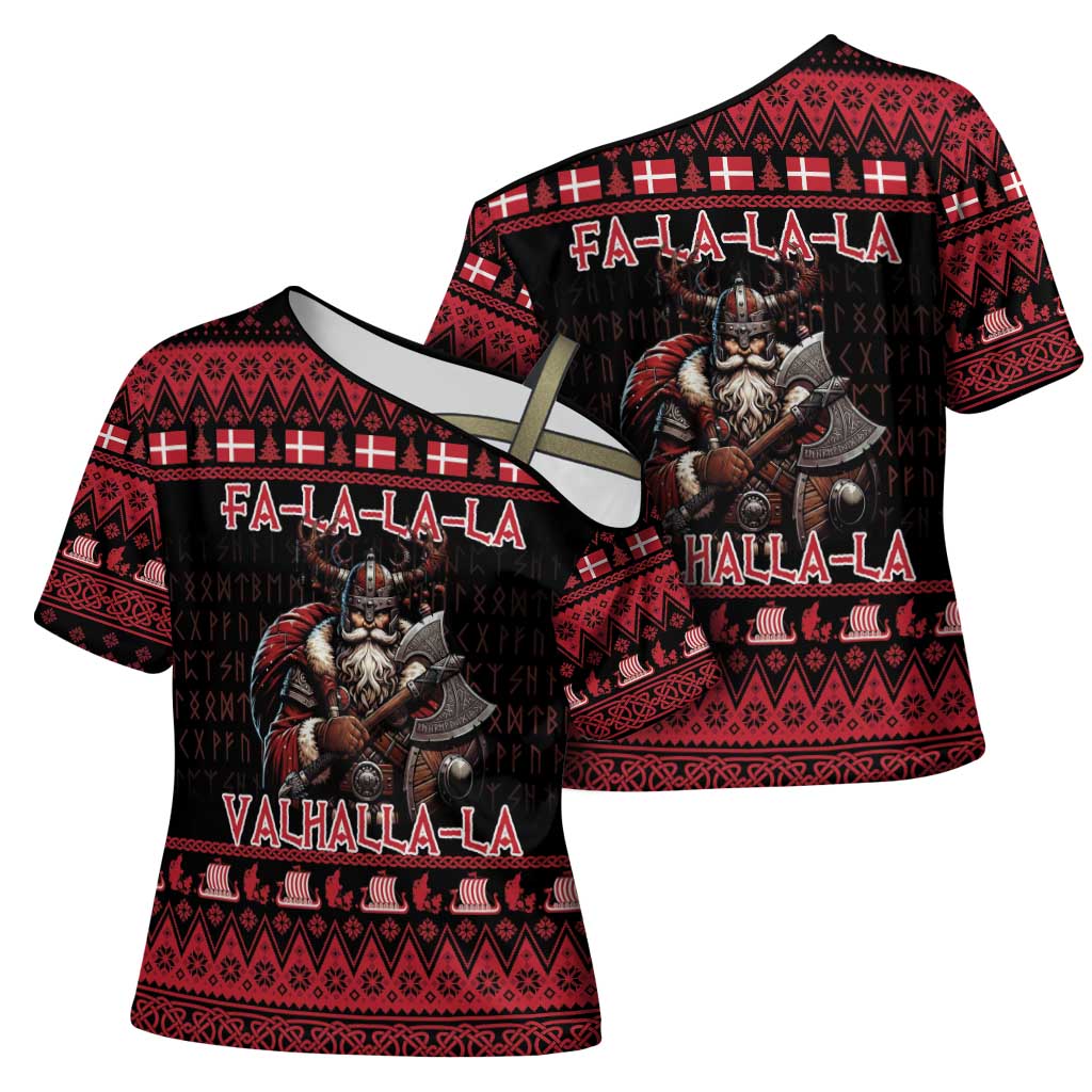 Denmark Santa Viking Christmas Cross Shoulder Shirt Julemanden Goes Viking - Wonder Print Shop