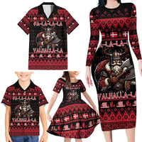 Denmark Santa Viking Christmas Family Matching Long Sleeve Bodycon Dress and Hawaiian Shirt Julemanden Goes Viking - Wonder Print Shop