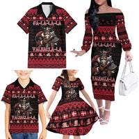 Denmark Santa Viking Christmas Family Matching Off The Shoulder Long Sleeve Dress and Hawaiian Shirt Julemanden Goes Viking - Wonder Print Shop