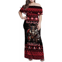 Denmark Santa Viking Christmas Family Matching Off Shoulder Maxi Dress and Hawaiian Shirt Julemanden Goes Viking - Wonder Print Shop