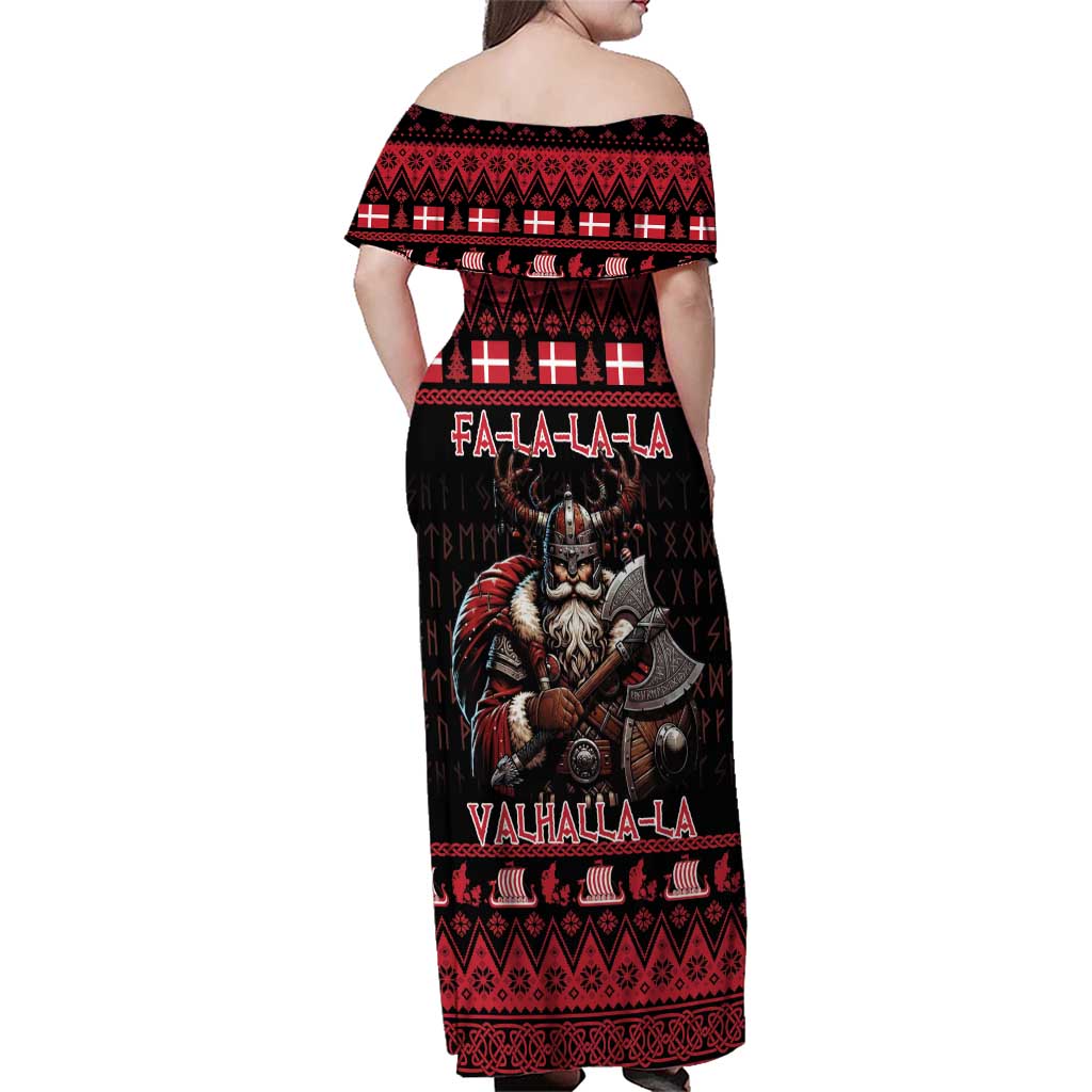 Denmark Santa Viking Christmas Family Matching Off Shoulder Maxi Dress and Hawaiian Shirt Julemanden Goes Viking - Wonder Print Shop