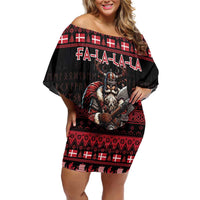 Denmark Santa Viking Christmas Family Matching Off Shoulder Short Dress and Hawaiian Shirt Julemanden Goes Viking - Wonder Print Shop