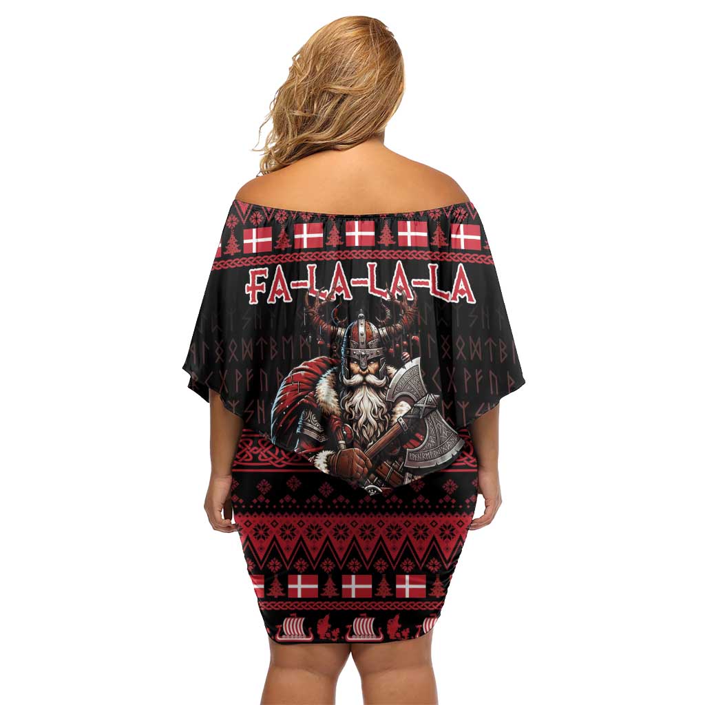 Denmark Santa Viking Christmas Family Matching Off Shoulder Short Dress and Hawaiian Shirt Julemanden Goes Viking - Wonder Print Shop