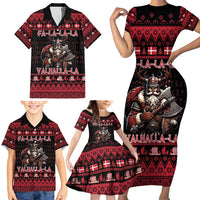 Denmark Santa Viking Christmas Family Matching Short Sleeve Bodycon Dress and Hawaiian Shirt Julemanden Goes Viking - Wonder Print Shop