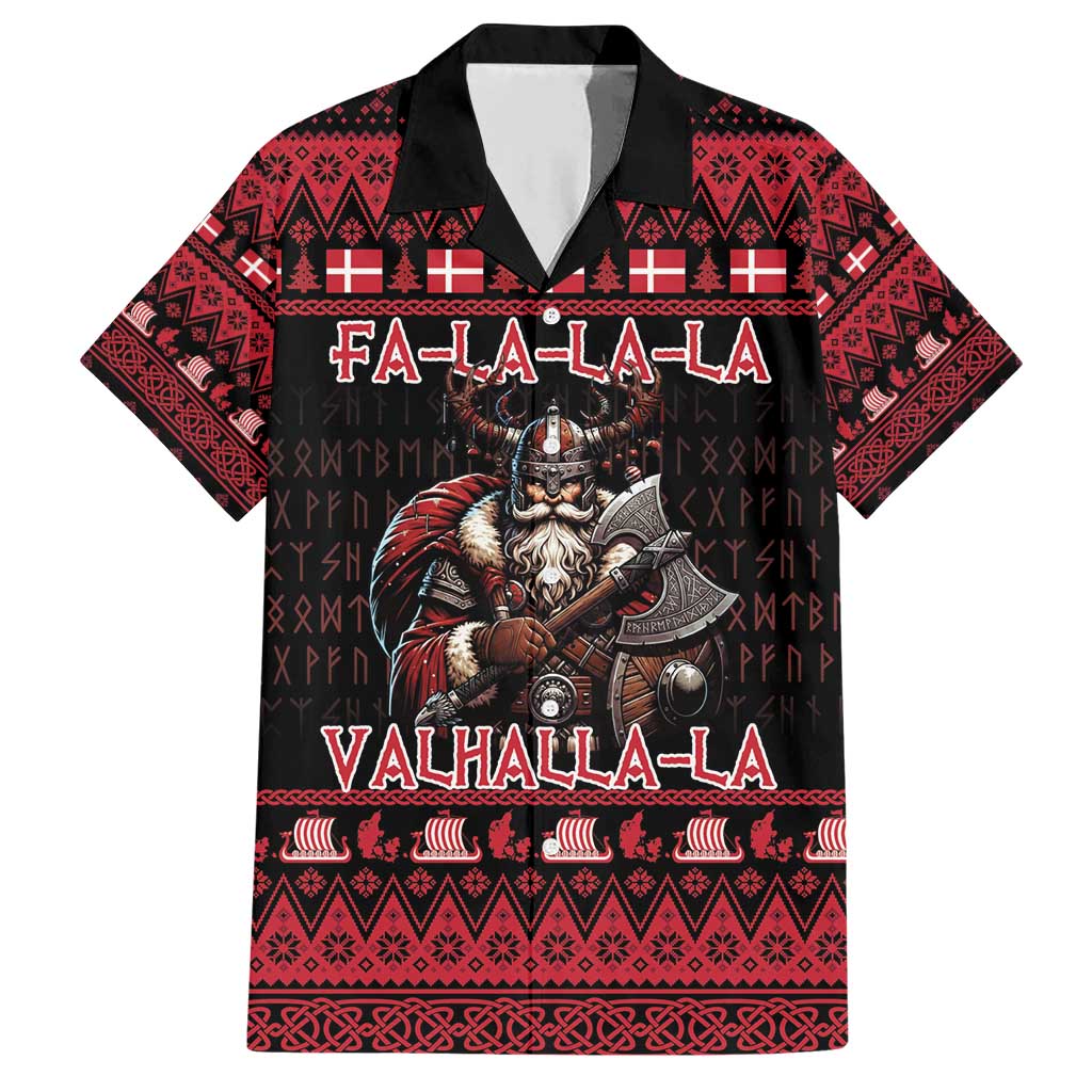 Denmark Santa Viking Christmas Family Matching Short Sleeve Bodycon Dress and Hawaiian Shirt Julemanden Goes Viking - Wonder Print Shop