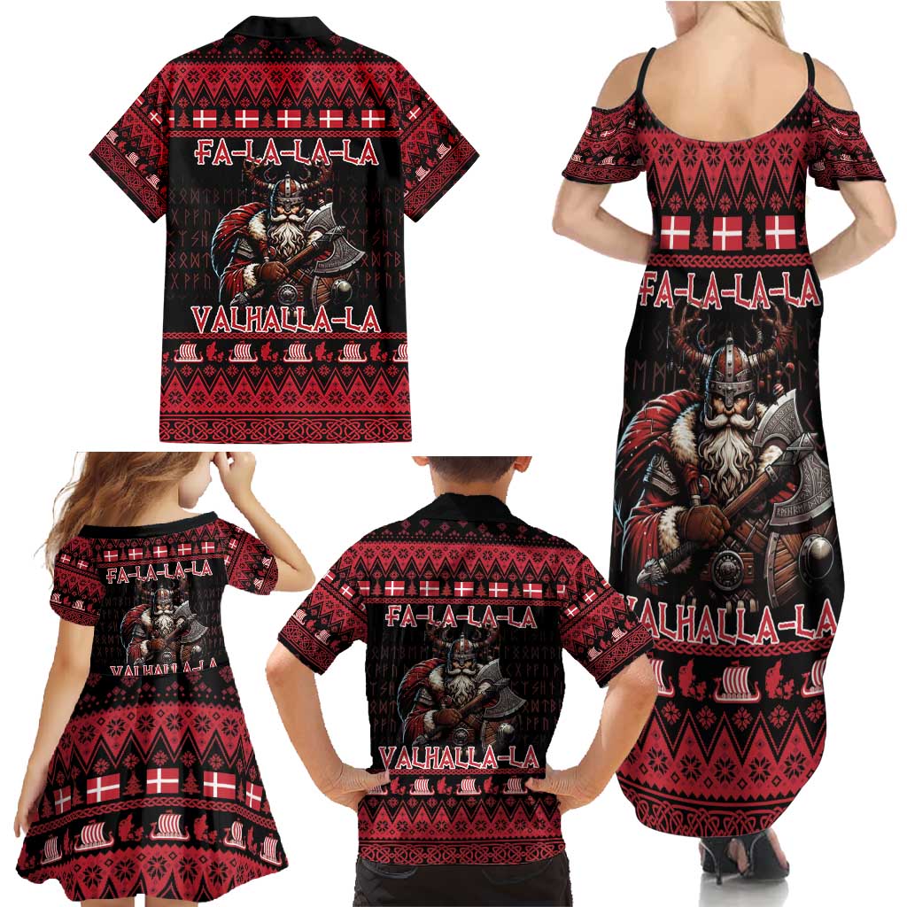 Denmark Santa Viking Christmas Family Matching Summer Maxi Dress and Hawaiian Shirt Julemanden Goes Viking - Wonder Print Shop