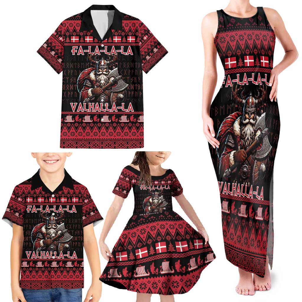 Denmark Santa Viking Christmas Family Matching Tank Maxi Dress and Hawaiian Shirt Julemanden Goes Viking - Wonder Print Shop