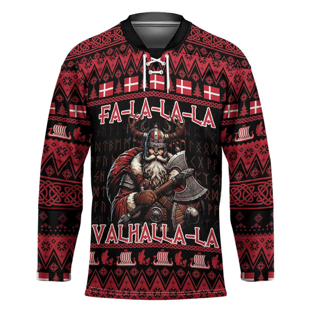 Denmark Santa Viking Christmas Hockey Jersey Julemanden Goes Viking - Wonder Print Shop