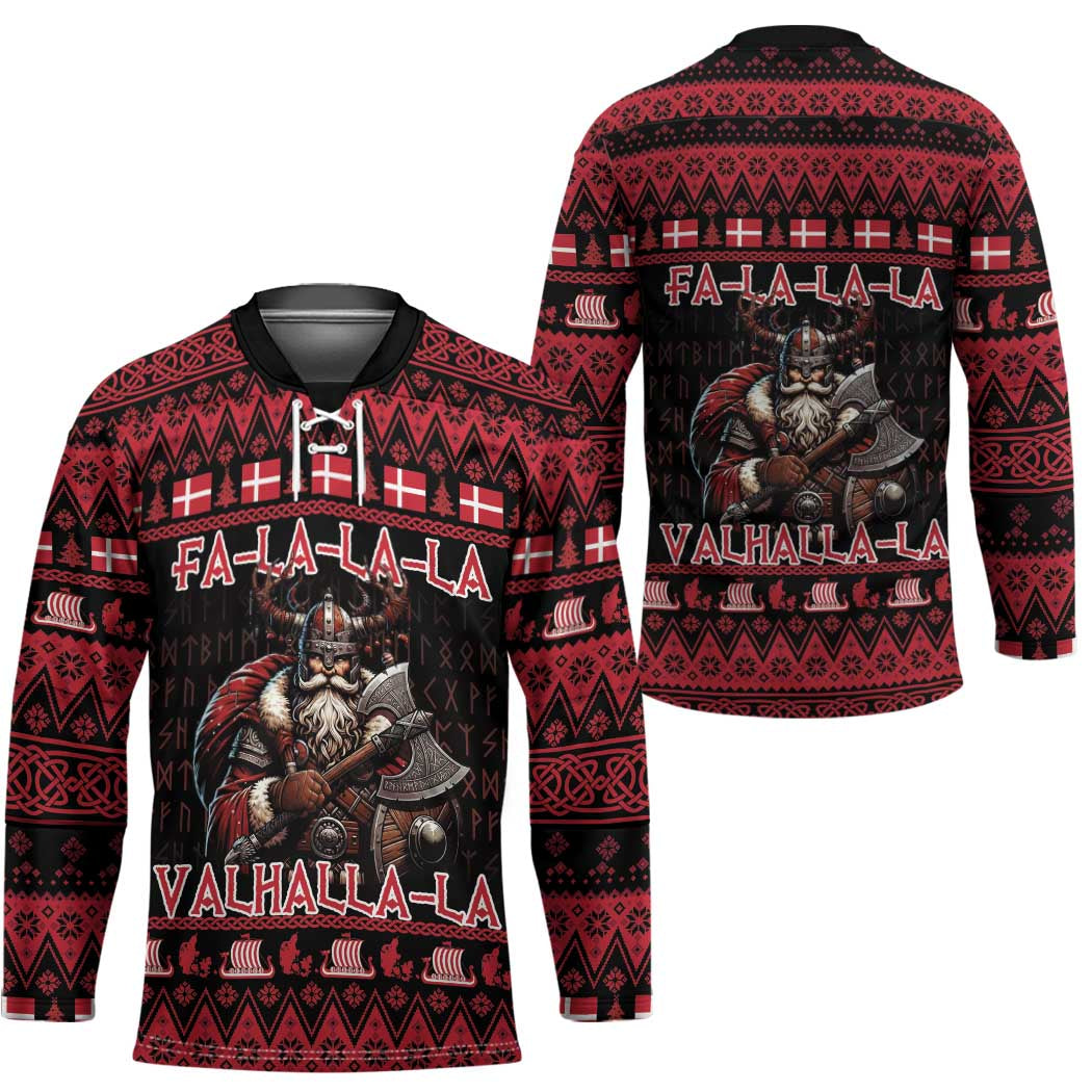 Denmark Santa Viking Christmas Hockey Jersey Julemanden Goes Viking - Wonder Print Shop