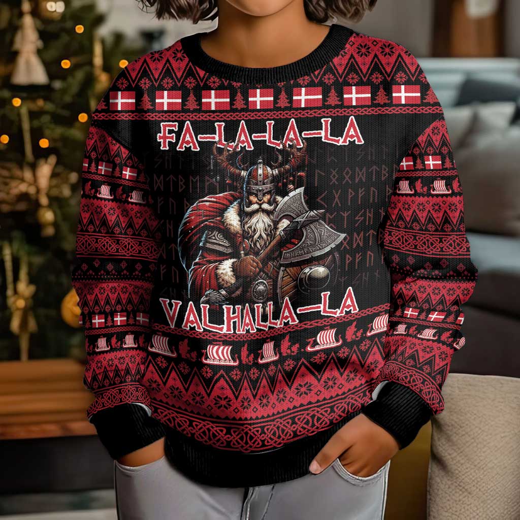 Denmark Santa Viking Christmas Kid Ugly Christmas Sweater Julemanden Goes Viking - Wonder Print Shop