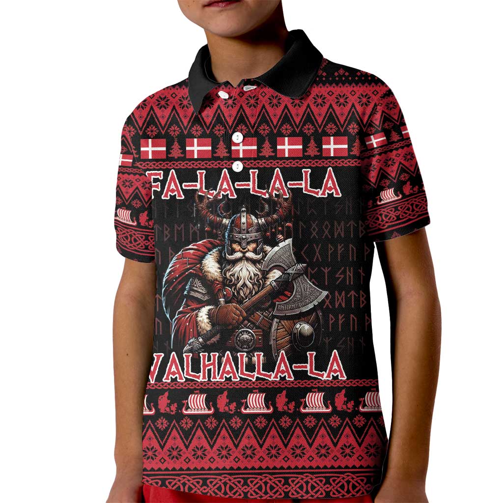 Denmark Santa Viking Christmas Kid Polo Shirt Julemanden Goes Viking - Wonder Print Shop