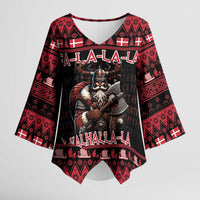 Denmark Santa Viking Christmas Kimono Sleeve Blouse Julemanden Goes Viking - Wonder Print Shop