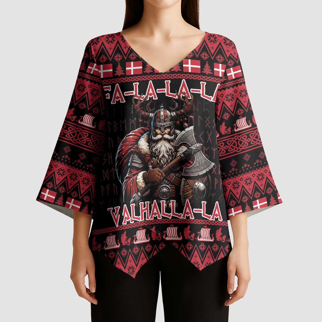Denmark Santa Viking Christmas Kimono Sleeve Blouse Julemanden Goes Viking - Wonder Print Shop