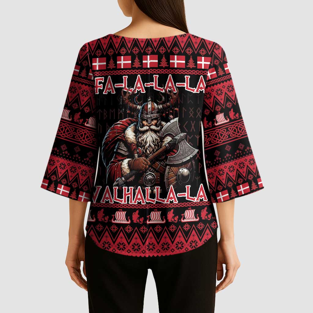 Denmark Santa Viking Christmas Kimono Sleeve Blouse Julemanden Goes Viking - Wonder Print Shop