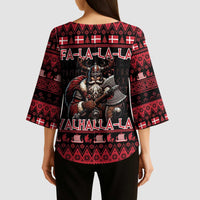Denmark Santa Viking Christmas Kimono Sleeve Blouse Julemanden Goes Viking - Wonder Print Shop