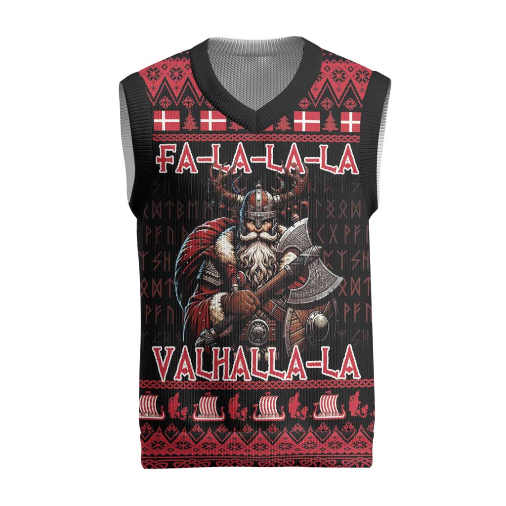 Denmark Santa Viking Christmas Knitted V-Neck Vest Julemanden Goes Viking - Wonder Print Shop