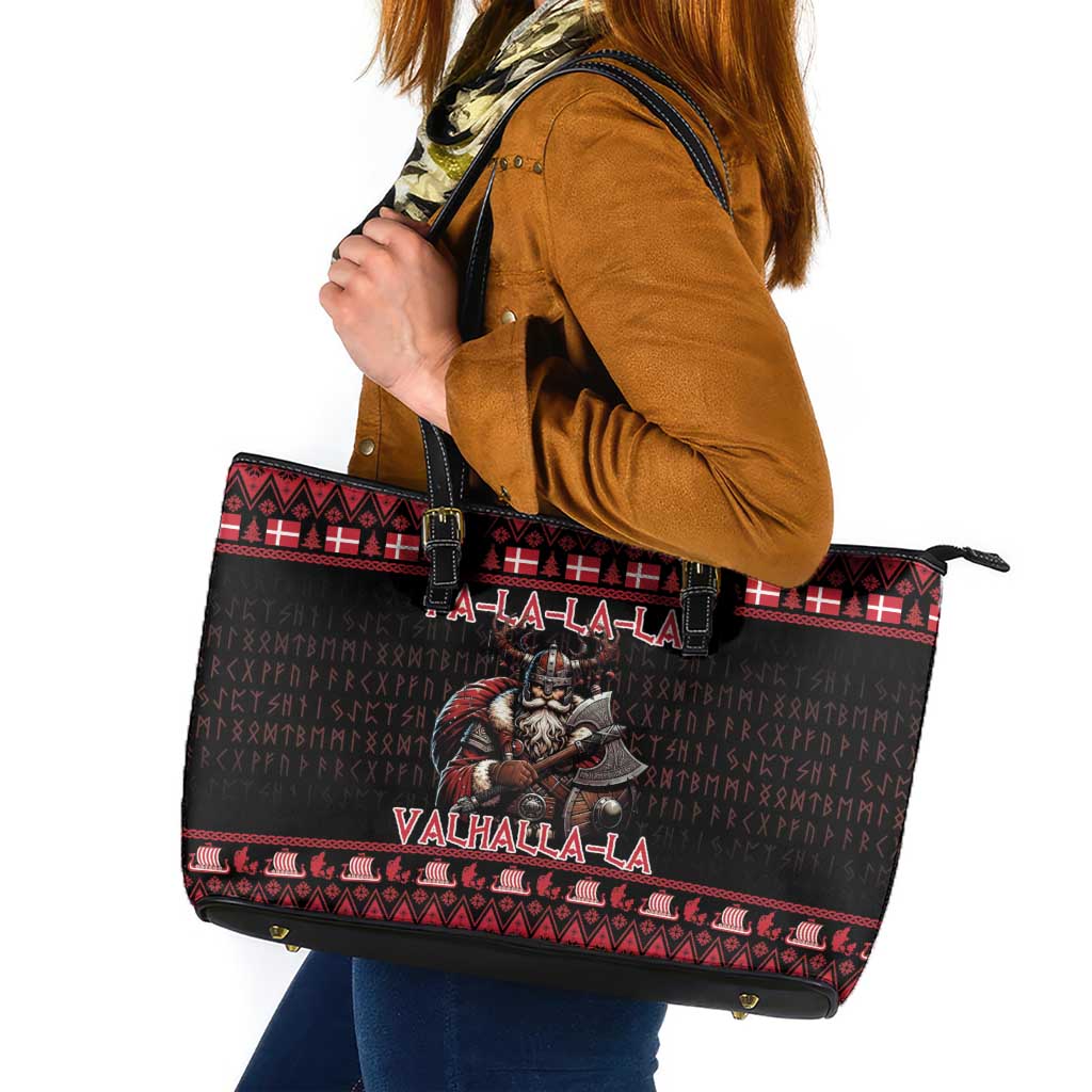 Denmark Santa Viking Christmas Leather Tote Bag Julemanden Goes Viking - Wonder Print Shop