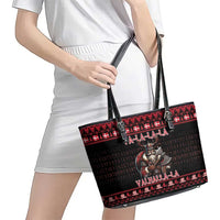 Denmark Santa Viking Christmas Leather Tote Bag Julemanden Goes Viking - Wonder Print Shop