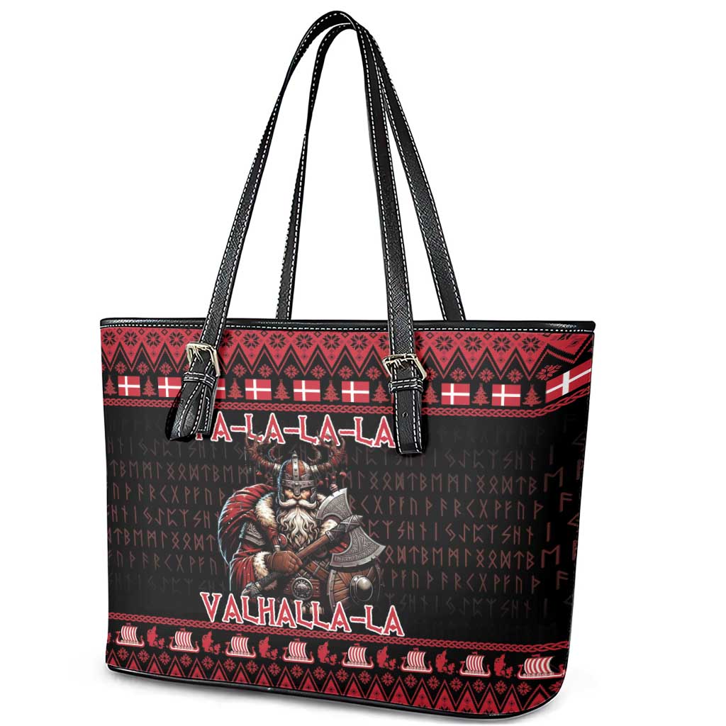 Denmark Santa Viking Christmas Leather Tote Bag Julemanden Goes Viking - Wonder Print Shop