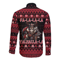 Denmark Santa Viking Christmas Long Sleeve Button Shirt Julemanden Goes Viking - Wonder Print Shop
